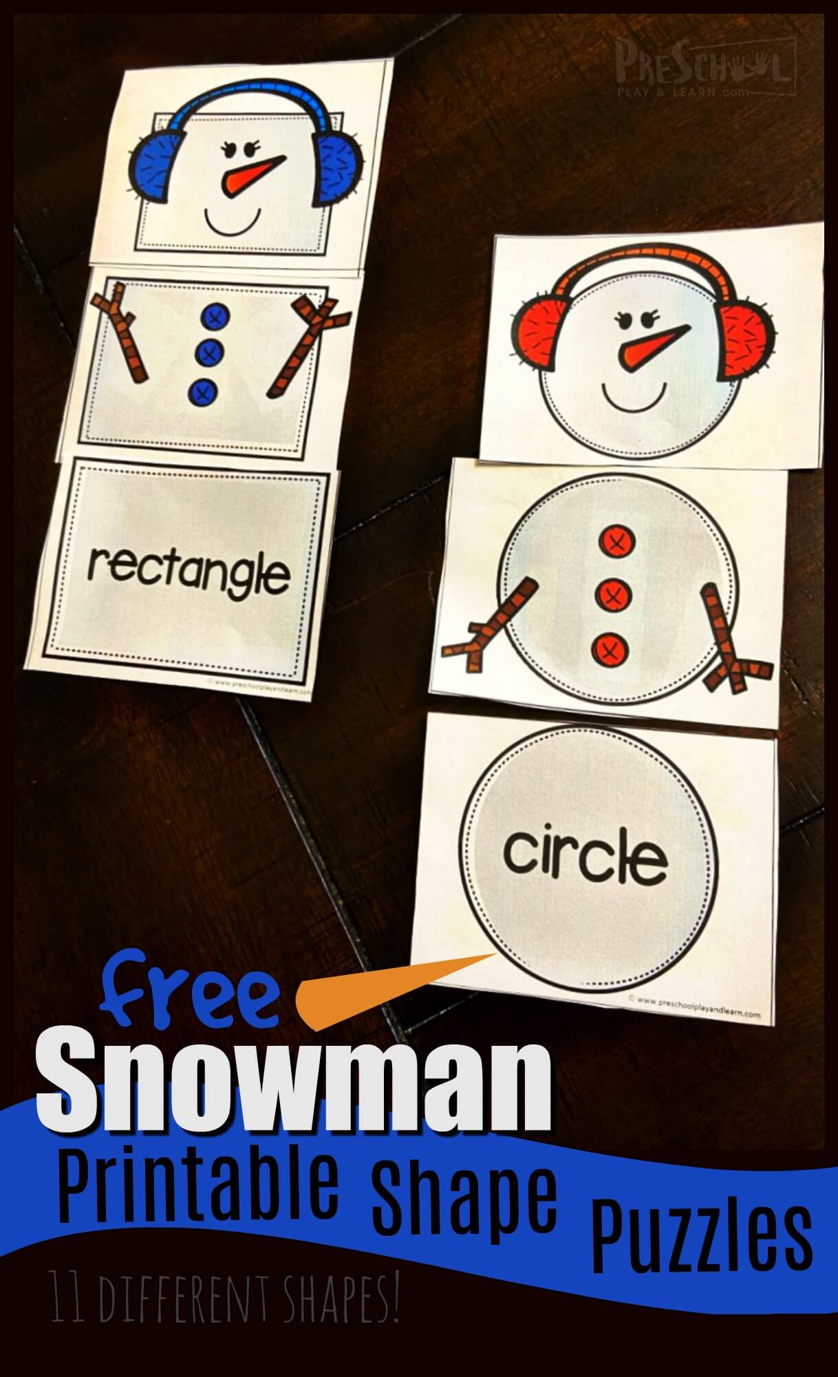 ⛄ free snowman shapes puzzle printable math activity for kids